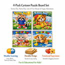 Kids Puzzle Story Set – Raccoon, Bear, Mouse & Dog Characters in Seasonal Adventures (4‑Pack)