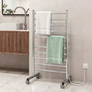 Devanti 10-Bar Freestanding Heated Towel Rail 3-5 Mins Fast Heating Electric Towel Warmer for Bathroom Winter Drying Stainless Steel Plug In 100W