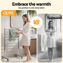 Devanti 10-Bar Freestanding Heated Towel Rail 3-5 Mins Fast Heating Electric Towel Warmer for Bathroom Winter Drying Stainless Steel Plug In 100W
