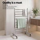 Devanti 10-Bar Freestanding Heated Towel Rail 3-5 Mins Fast Heating Electric Towel Warmer for Bathroom Winter Drying Stainless Steel Plug In 100W
