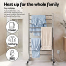 Devanti 10-Bar Freestanding Heated Towel Rail 3-5 Mins Fast Heating Electric Towel Warmer for Bathroom Winter Drying Stainless Steel Plug In 100W