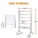 Devanti Electric Heated Towel Rail Rack 6 Bars with Timer Clothes Dry Warmer