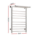 Devanti Electric Heated Towel Rail Rack 14 Bars Wall Mounted Clothes Dry Warmer