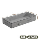 Artiss Under Bed Storage Containers X4 90L Boxes Organiser Clear Top Fabric Grey