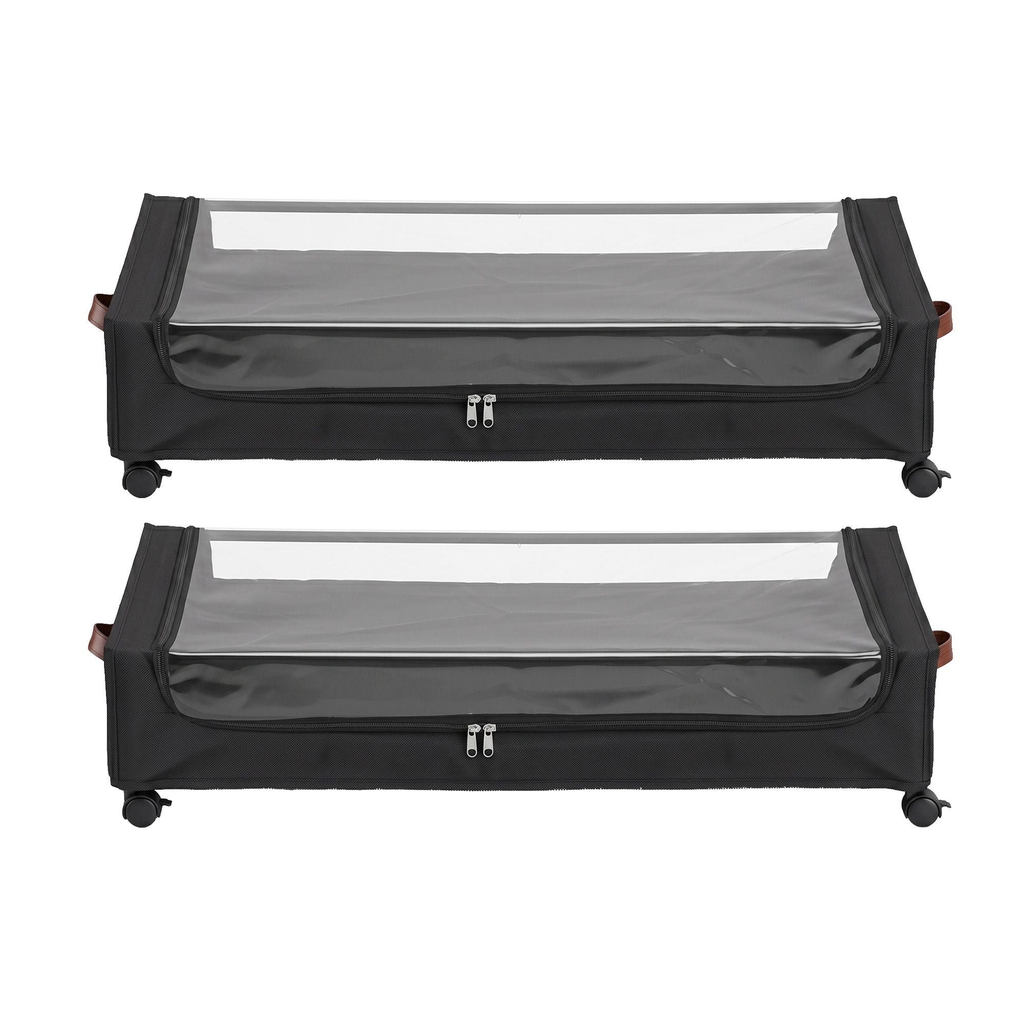 Artiss 2X Under Bed Storage Containers 48L Clothes Organiser Wheels Oxford Black