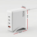 Devanti USB C Charger 100W Fast Charger 4 Port GaN Desktop Station White