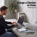 Devanti USB C Charger 100W Fast Charger 4 Port GaN Desktop Station White