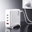 Devanti USB C Charger 100W Fast Charger 4 Port GaN Desktop Station White