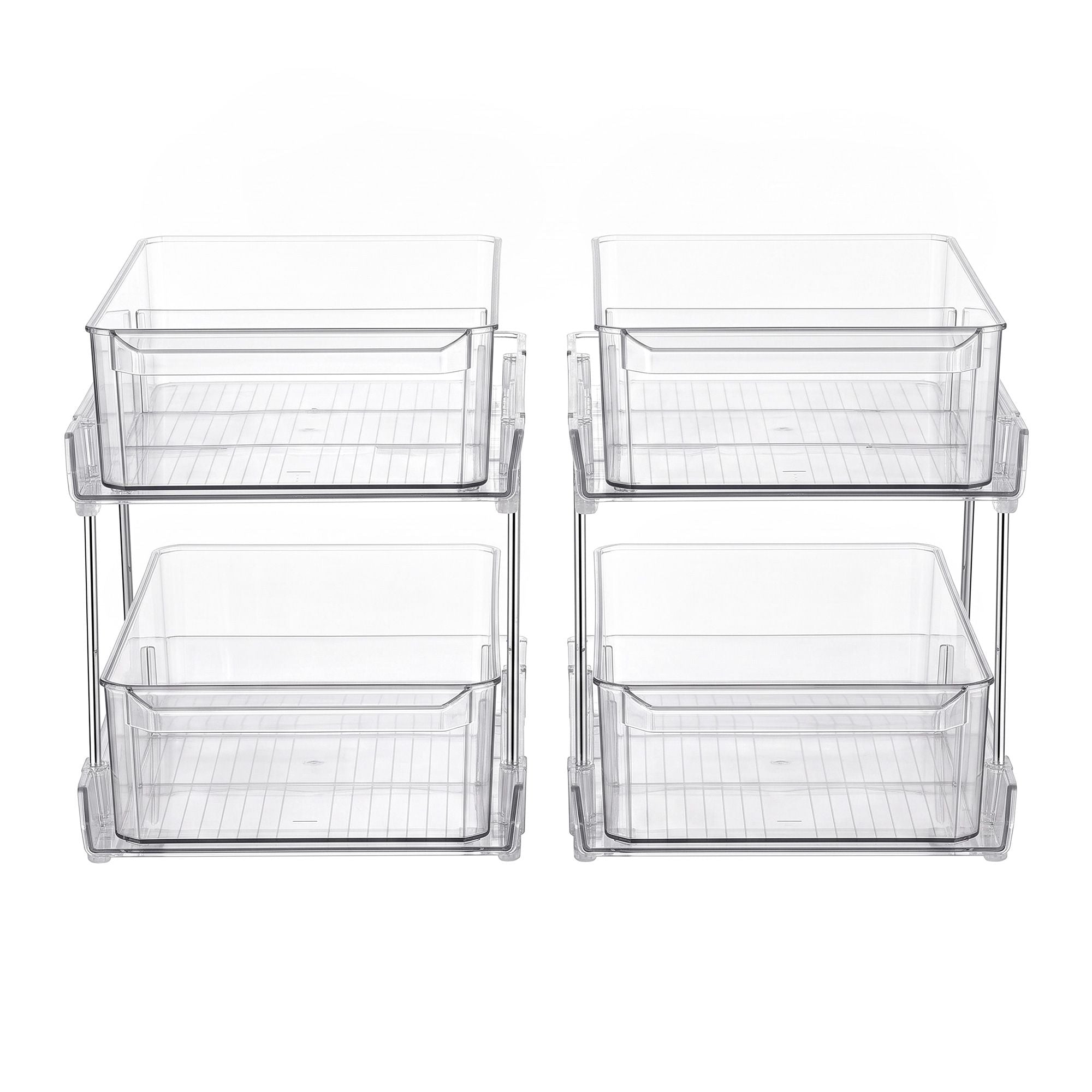 Artiss 2 Pack Clear Pull Out Cabinet Organiser 2 Tier Storage Drawers
