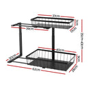 Artiss Under Sink Organizer Storage with 2 Slide Out Drawers 5 Adjustable Height Bathroom Kitchen Cabinet Black
