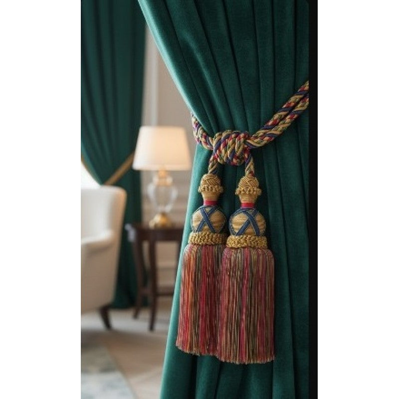 Multi Coloured Double Tassel Curtain Tieback