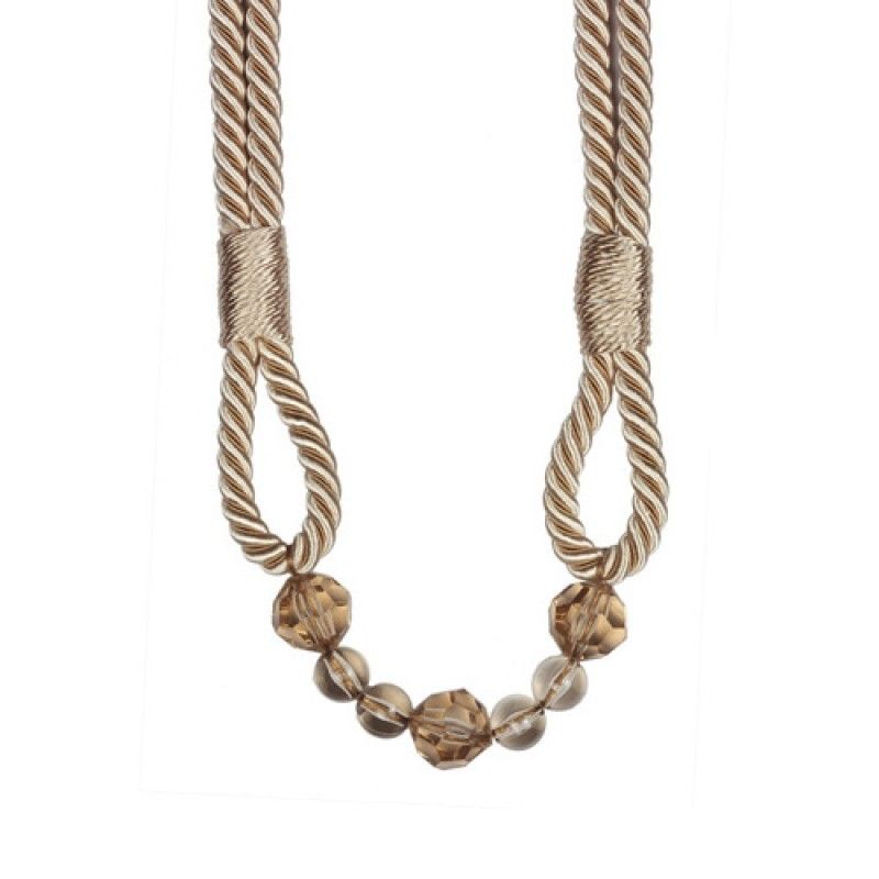 Cream Beaded Rope Curtain Tieback