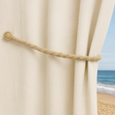 Magnetic weaved rope tieback Cream