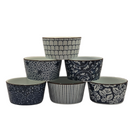 Ceramic Bakeware Set Blue Patterned Ramekins Set of 6