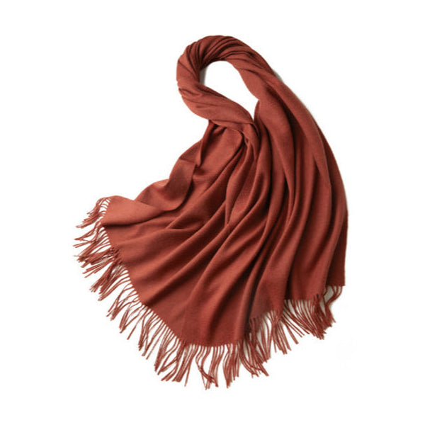 100% MERINO VIRGIN WOOL SHAWL 970115 BRICK RED