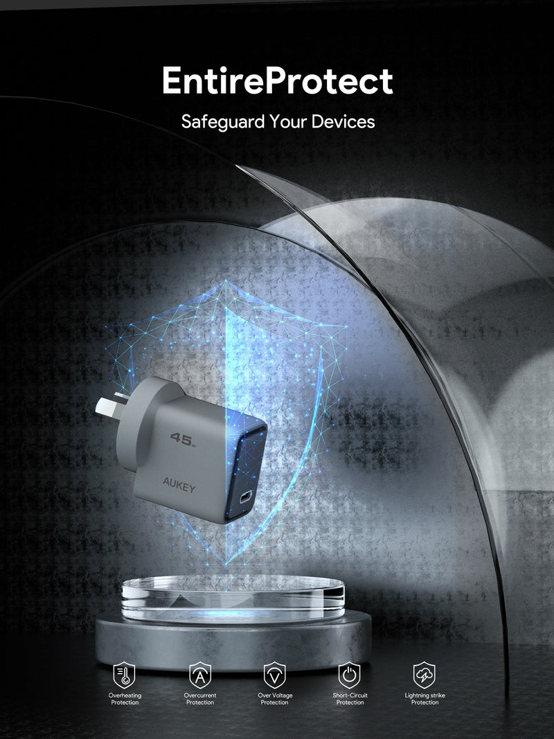 Aukey Comet 45W PD Fast Wall Charger GaN USB-C (PA-C2)