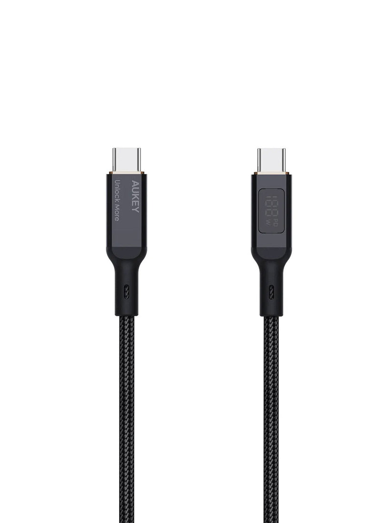 Aukey Circlet Blink 100W 1m Nylon Braided USB-C to USB-C Cable with LCD Display (CB-MCC101)