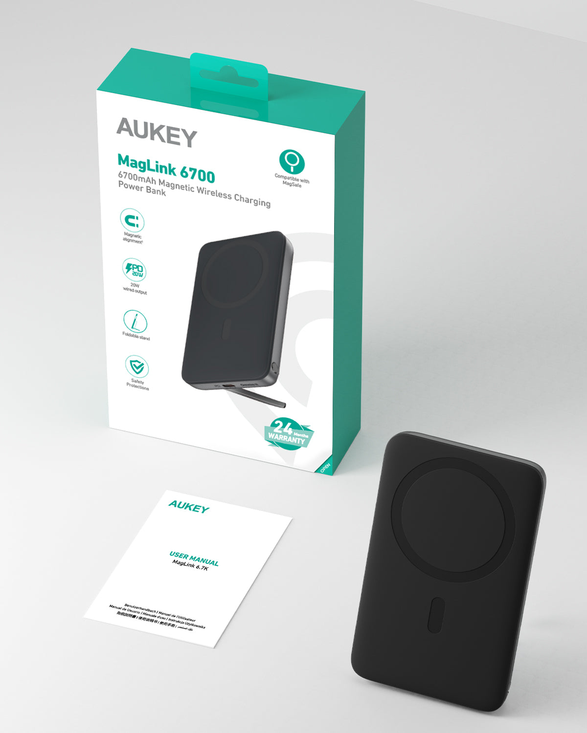 Aukey MagLinnk 6700mAh Magnetic Wireless Charging Power Bank (PB-MS01)