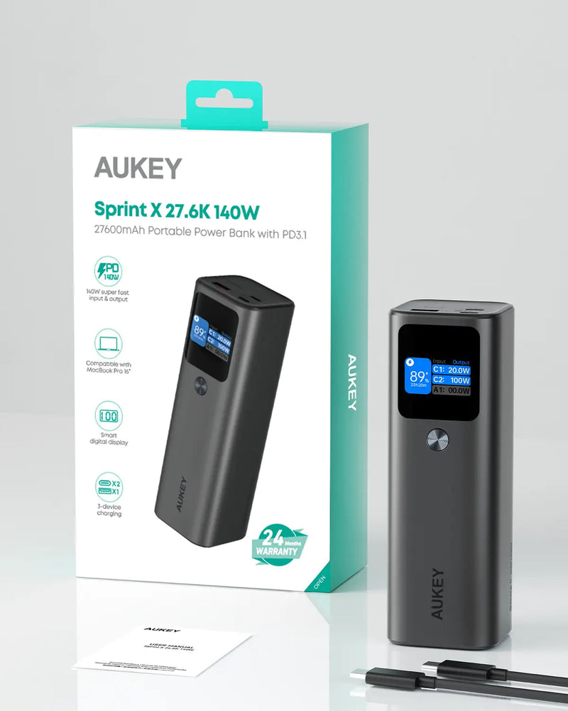 Aukey Sprint X 27.6K 140W 27,600mAh Portable Power Bank with PD3.1 (PB-Y45)