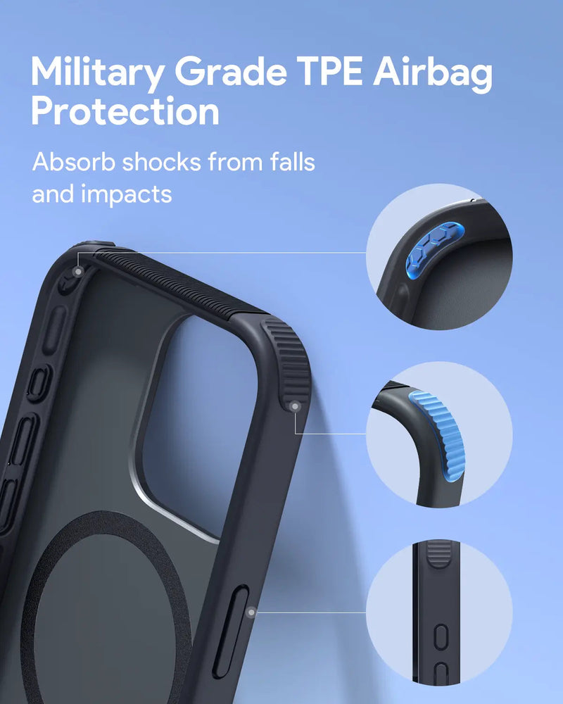 Aukey Urban Guard Elite Magnetic Hard-Shell iPhone 15 Pro Phone Case - Dark Gray (UG10C)