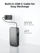 Aukey Spark Sling 20000 Compact Fast Charging Power Bank with Built-in USB-C Cable (PB-Y48)