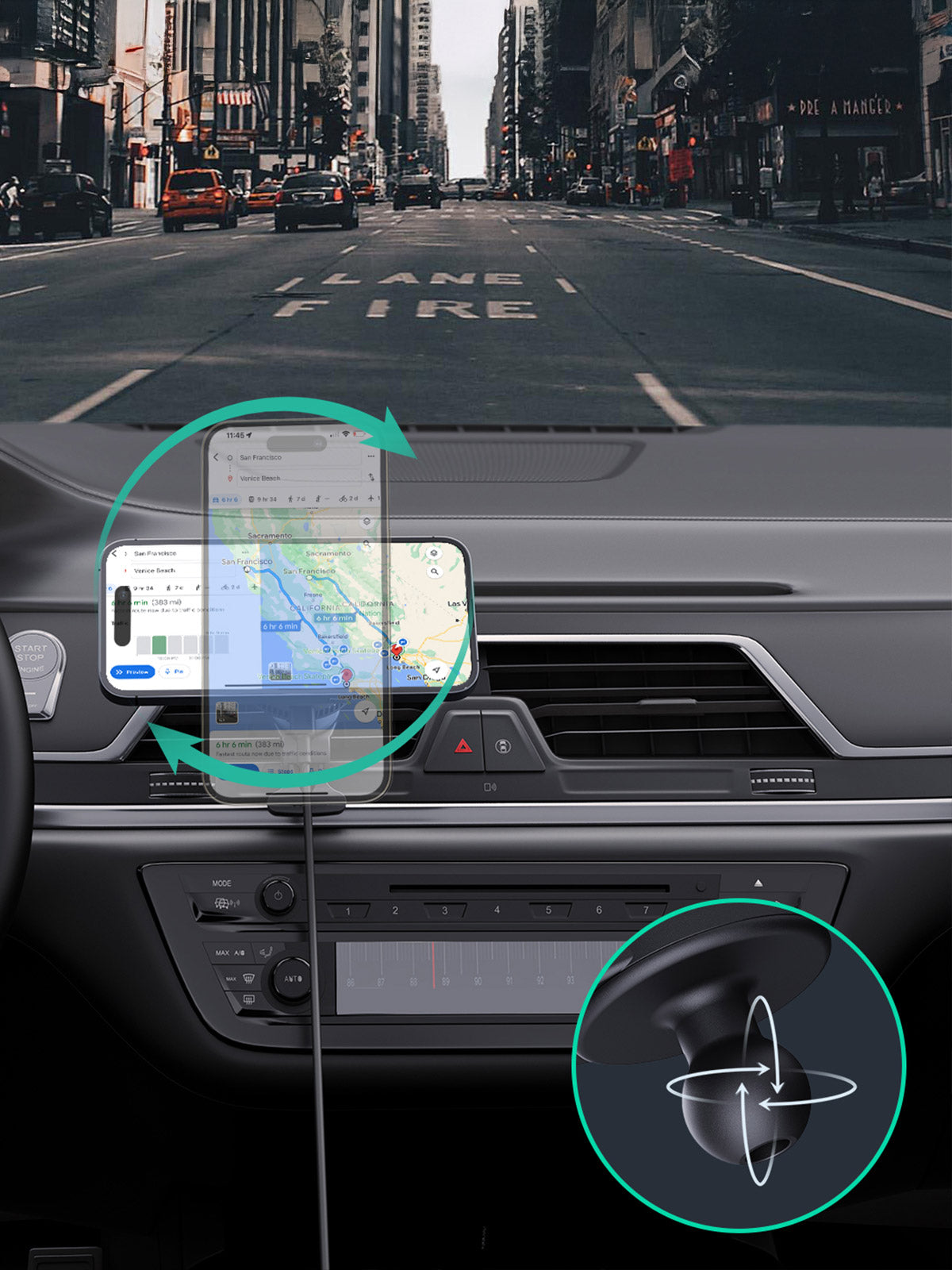 Aukey MagFusion Dash Pro Qi2 Magnetic Fast Wireless Charging Phone Mount with Active Cooling (HD-MC13A)