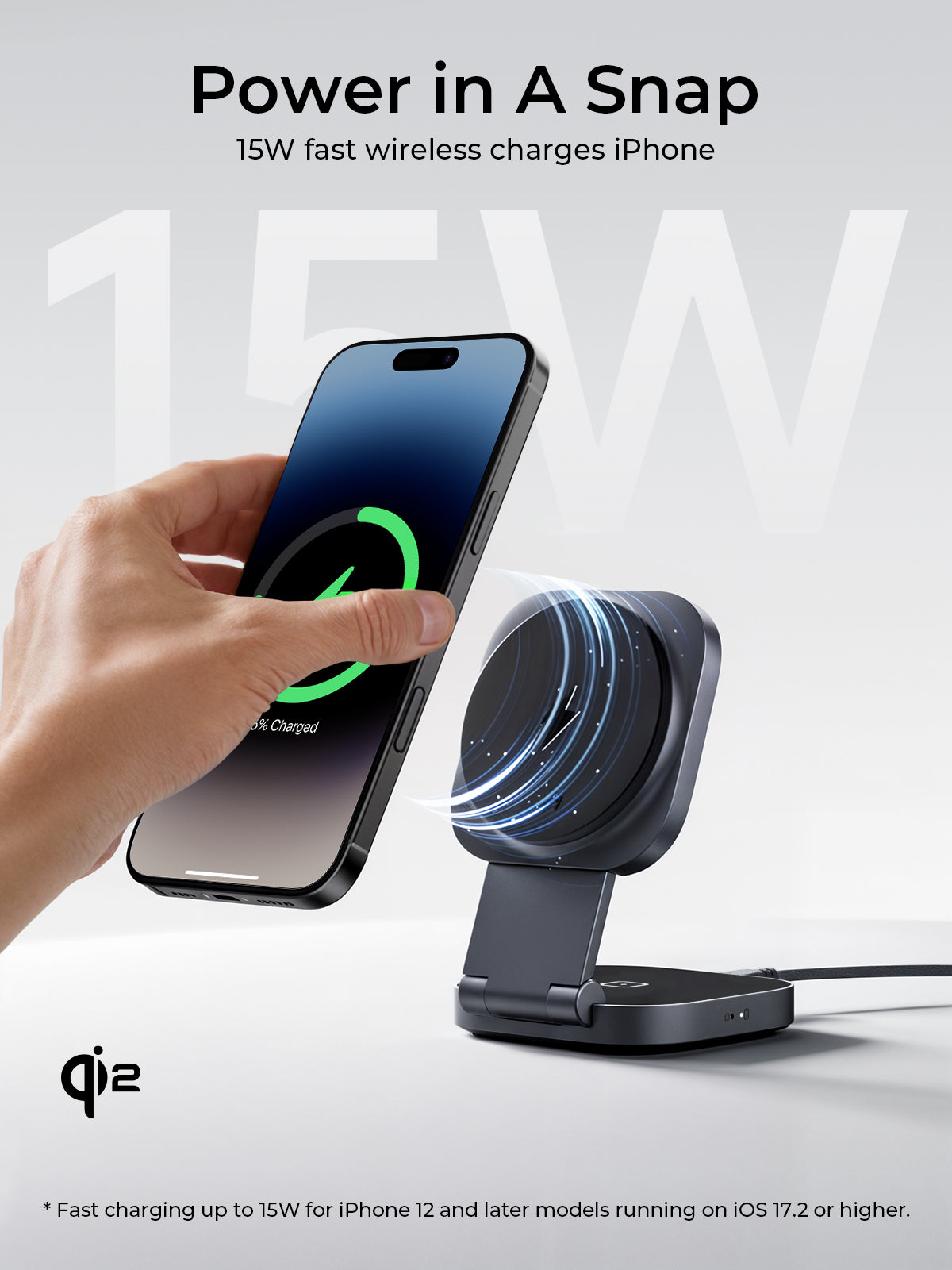 Aukey MagFusion L Qi2 Foldable 2 In 1 Magnetic Wireless Charger (LC-MC211)