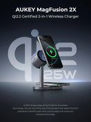 AUKEY LC-MC213 Qi2.2 MagFusion 2X 2-in-1 Magnetic Wireless Charger