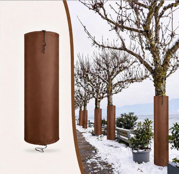 100*20*20cm 2 Pack Palm Tree Root Protectors Winter Protection for Trees Root Self Adhesive Plant Trunk Insulation Cover with Drawstring for Garden Outdoor Cold Weather Plants Trunk Protection - Brown