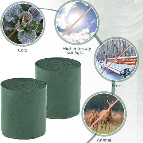 4Pack 15m Tree Wrap Cold Proof Cloth Thick Garden Greening Warm Wrap Sun Protection and Frost Resistance for Winter Plants, 0.12-15M - Green - Size 4Pack