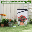 1Pack Pop Up Insect Barrier Plant Cover Net, 19.6" x 11.8" Round Foldable Plant Protectors Mesh Plant Enclosure, Garden Net Cage Guard Cover with Stakes & Carry Bag for Protect Plants from Bird Insect - White