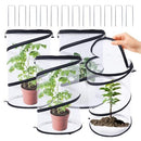 4Pack Pop Up Insect Barrier Plant Cover Net, 19.6" x 11.8" Round Foldable Plant Protectors Mesh Plant Enclosure, Garden Net Cage Guard Cover with Stakes & Carry Bag for Protect Plants from Bird Insect - White