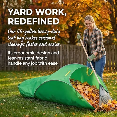 215*80cm Leaf Collector,Extra Large Portable Pop Up Leaf Bags, Foldable Leaf Pick Up Tools, Reusable Yard Garden Bags for Leaves Lawn Trash - Green