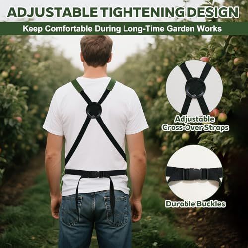 1Pack Gardening Apron, Garden Apron with Quick Release Pockets,Water Resistant Oxford with Adjustment Cross Strap,Farm Work - Red - Size 1Pack