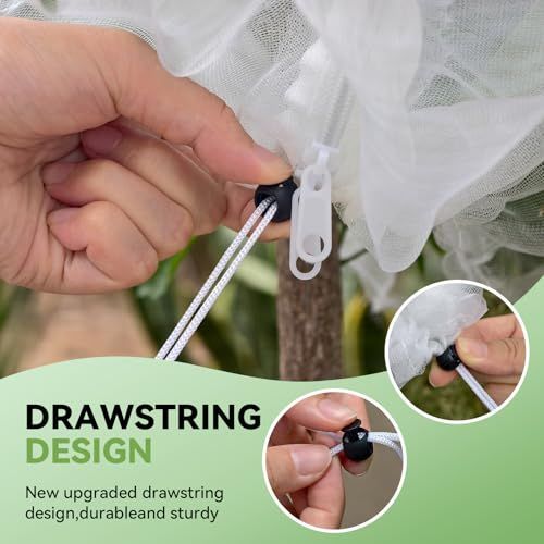 3.3x2.7Ft Garden Bird Netting for Plant and Fruit Tree Protection,4 Pack Garden Netting with Zipper & Drawstring,Mosquito Net Pest Barrier for Blueberry Bushes Tomato Fruit Tree and Plants - White - Size 3.3x2.7 Ft
