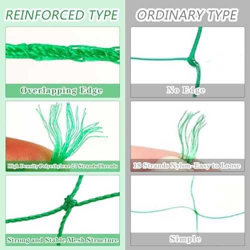 4Pack Garden Trellis Netting for Climbing Plants Outdoor Heavy Duty 27 Strands & 4x4 Inch Mesh Plant Climbing Net Strong Support for Clematis Tomatoes Cucumber Vine Plants 5.9x11.8FT - Green