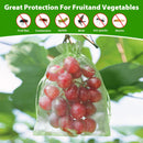 7*9cm 100PCS Fruit Protection Bags Green Netting Drawstring Mesh Cover, Pest Barrier for Tomato, Fruits, Blueberry, Veggies Garden - White - Size 7*9cm