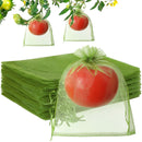 9*12cm 100PCS Fruit Protection Bags Green Netting Drawstring Mesh Cover, Pest Barrier for Tomato, Fruits, Blueberry, Veggies Garden - White - Size 9*12cm