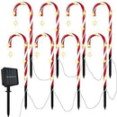 Set of 8 Candy Cane Christmas Decorations Solar Energy Christmas Crutch Ground Lamp Outdoor Plug-in Candy Crutch Lawns Landscapes Lamp