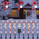 Set of 8 Candy Cane Christmas Decorations Solar Energy Christmas Crutch Ground Lamp Outdoor Plug-in Candy Crutch Lawns Landscapes Lamp