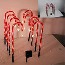 Set of 8 Candy Cane Christmas Decorations Solar Energy Christmas Crutch Ground Lamp Outdoor Plug-in Candy Crutch Lawns Landscapes Lamp