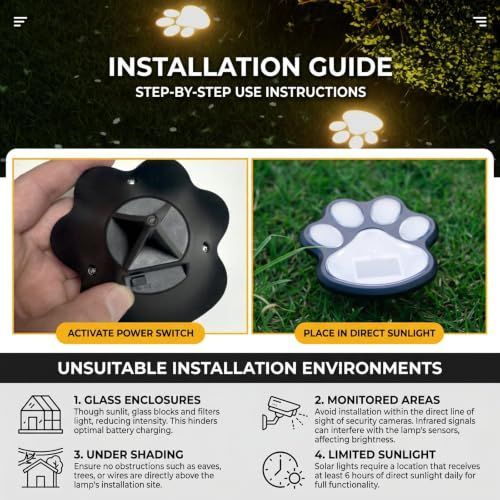 8Pack Paw Solar Lights Outdoor, Cute Dog Paw Solar Lights with 1 LED, Dual White & Warm Light IP65 Waterproof Solar Paw Print Lights for Lawn, Path, Garden Yard Decor - Warm White