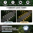 2Pack Paw Solar Lights Outdoor, Cute Dog Paw Solar Lights with 1 LED, Dual White & Warm Light IP65 Waterproof Solar Paw Print Lights for Lawn, Path, Garden Yard Decor - White