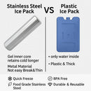 2Pack Ice Packs for Lunch Boxes Ice Pack for Cooler Reusable Stainless Steel Ice Packs for Coolers, Camping, Picnic Baskets Metal Bento Box Keep Food Drinks Fresh Cool - Silver - Size 2Pack