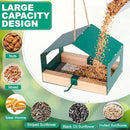Metal Bird Feeder for Outdoor Hanging Wild Bird Feeder House with Weatherproof Roof Rust-Resistant Mesh Platform Easy to Clean & Refill for Attracting Finches Garden Yard Outside - Black - Size 20*14cm