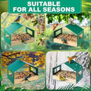 Metal Bird Feeder for Outdoor Hanging Wild Bird Feeder House with Weatherproof Roof Rust-Resistant Mesh Platform Easy to Clean & Refill for Attracting Finches Garden Yard Outside - Green - Size 20*14cm