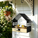 Metal Bird Feeder for Outdoor Hanging Wild Bird Feeder House with Weatherproof Roof Rust-Resistant Mesh Platform Easy to Clean & Refill for Attracting Finches Garden Yard Outside - Green - Size 20*14cm