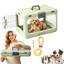 Foldable Hard Cat Carrier, Transparent Pet Crate for Cats & Small Dogs, Collapsible Travel Kennel with Ventilation & Urine Pad Mesh Grid, Portable Travel cage, Essential for pet Travel - Apricot - Size 20*12.59*12.2in