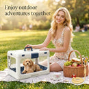 Foldable Hard Cat Carrier, Transparent Pet Crate for Cats & Small Dogs, Collapsible Travel Kennel with Ventilation & Urine Pad Mesh Grid, Portable Travel cage, Essential for pet Travel - Apricot - Size 20*12.59*12.2in