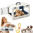 Foldable Hard Cat Carrier, Transparent Pet Crate for Cats & Small Dogs, Collapsible Travel Kennel with Ventilation & Urine Pad Mesh Grid, Portable Travel cage, Essential for pet Travel - Green - Size 20*12.59*12.2in